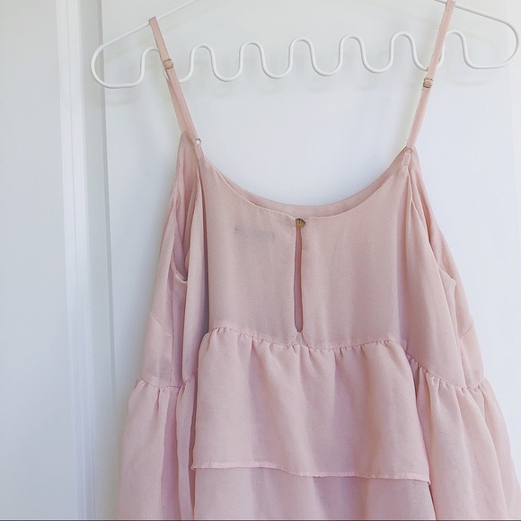 Who What Wear Blush Pink Ruffle Dress - Picture 6 of 8